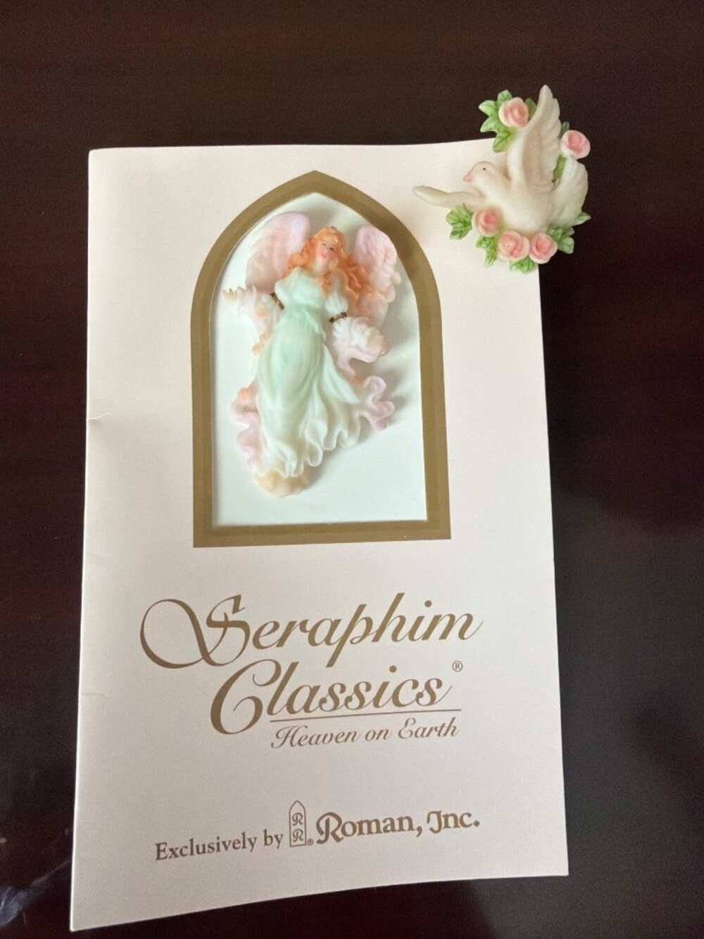 1990s Seraphim Classics Alyssa Angel + Dove Brooch Pin Set of 2 NEW on Card
